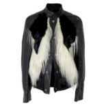 A Tom Ford for Gucci black leather and black and white fur trim jacket, European size 48.