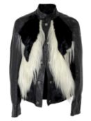 A Tom Ford for Gucci black leather and black and white fur trim jacket, European size 48.
