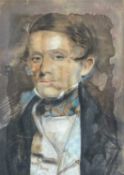 A 19th Century portrait of a well-attired gentleman Pastel on lined canvas
