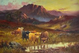 A late Victorian oil of highland cattle