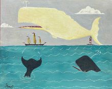 Stephen CAMPS aka Scamps (Cornish Naïve School, 1957) Do Whales Fly?
