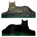 Eddie WILLIAMS (XX) Double-sided cat portrait on thick wooden board