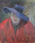 Sheila TIFFIN (1952) Self Portrait with Blue Hat