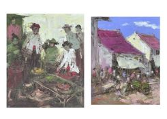 Two 20th Century Balinese oils on canvas