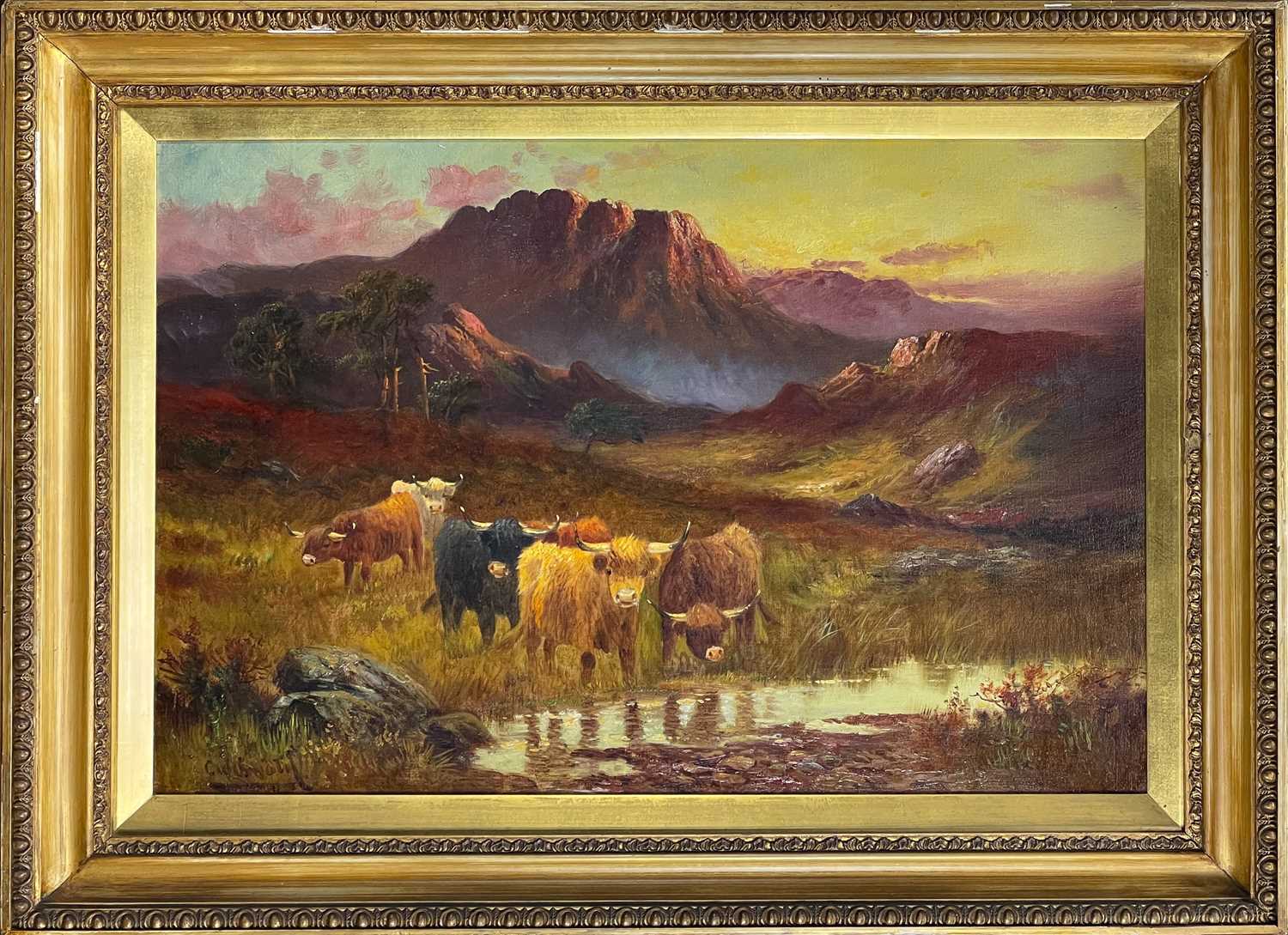 A late Victorian oil of highland cattle - Image 2 of 3