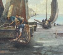 W Laughland COCKBURN (act.c.1909-c.1938) Sorting the Catch, Kirkcaldy Harbour