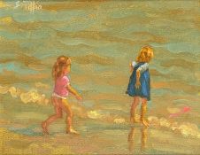 Sheila TIFFIN (1952) Two Children On the Beach