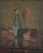 Conrad SCHIERENBERG (1937) Still life with fruits and bottle