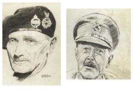 Colonel Montgomery and Hugh Dowding Graphite portraits