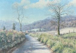 Mervyn GOODE (1948) An early winter view of a lane leading towards a hamlet