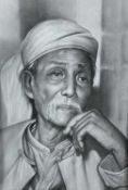 A charcoal drawing of Thakin Kodaw Hmaing.