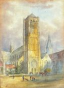 Ypres Cathedral of St Martin Early 20th Century watercolour