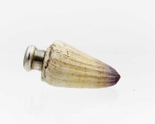 A Victorian silver lidded shell scent bottle by Sampson Mordan.
