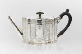 A Victorian silver George III style teapot by John Edward Walter & John Barnard.