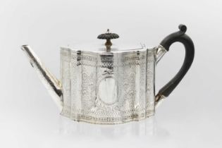 A Victorian silver George III style teapot by John Edward Walter & John Barnard.