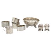 A collection of silver items.
