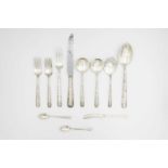 A large suite of sterling silver cutlery by Towle, in 'Candlelight' pattern.