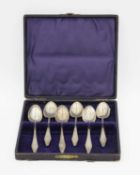 A cased set of six George V silver coffee spoons by Cooper Brothers & Sons Ltd.