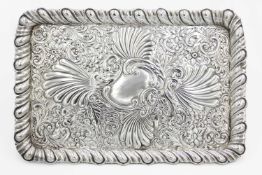 An Edwardian silver dressing table tray by Henry Matthews.
