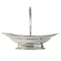 A George III silver swing handled pedestal bread basket by John Emes.