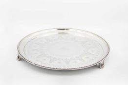 A Victorian silver circular salver by Frederick Elkington, Elkington & Co.