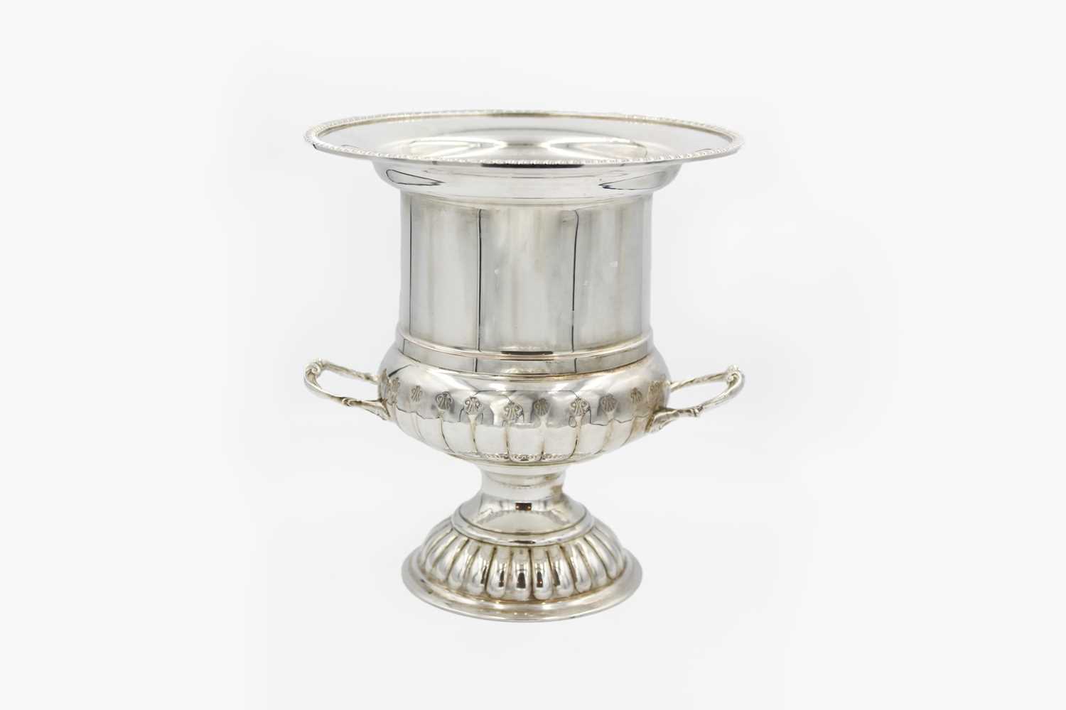 A silver on copper Campana form wine cooler with lift out compartment.