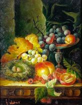 Follower of Franz Werner VON TAMM(1658-1724) Still life of fruit with a nest