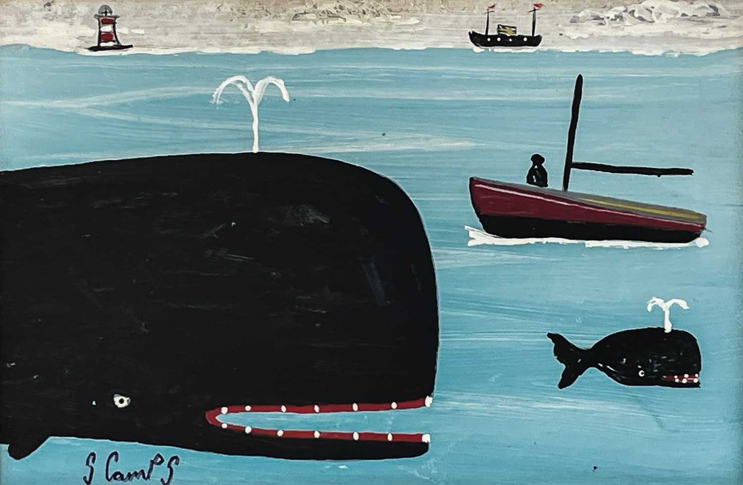 Stephen CAMPS aka Scamps (Cornish Naïve School, 1957) Big Whale, Little Whale