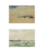 Edward Aubrey HUNT (1855-1922) Two works - Low & High Tide
