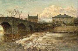 Charles FRANCE (XIX) River bridge and weir, Skipton
