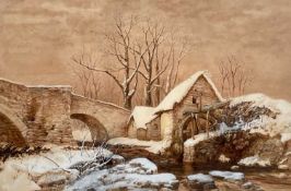 Thomas Miles II RICHARDSON (1813-1890) Watermill in winter