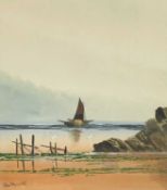 Manner of Abraham II HULK (1851-1922) Fishing Boat off the coast, seagulls to the foreground
