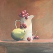 Andrew SKELTON (XX-XXI) Still Life of a Jug, Grapes and Pear