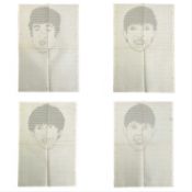 The Beatles Interest Typeset Portraits of Ringo, John, George and Paul.
