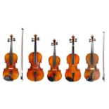 Five violins.