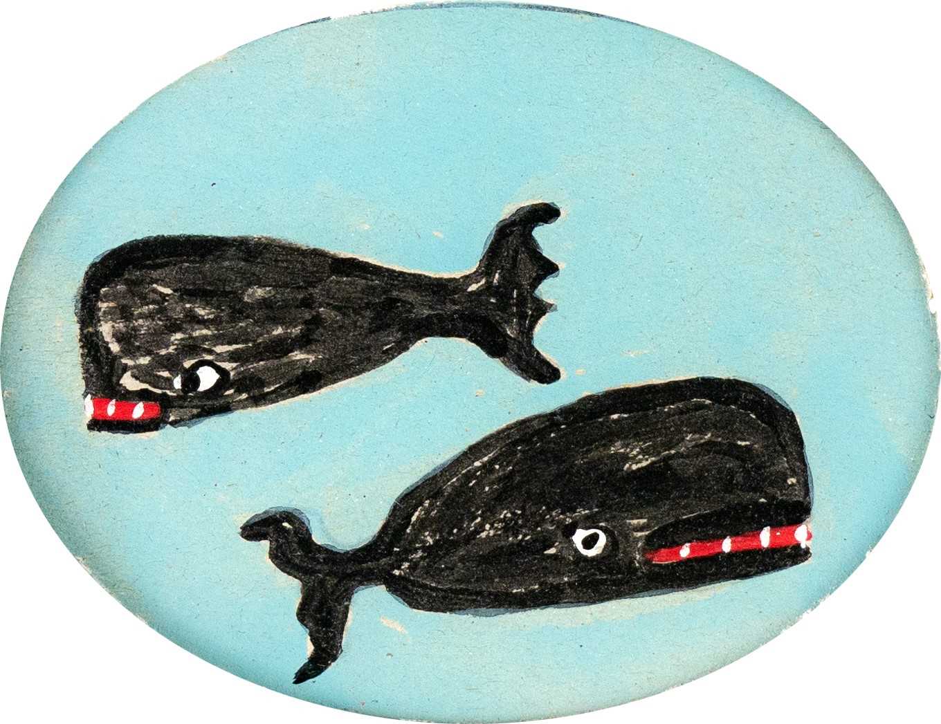 Stephen CAMPS aka Scamps (Cornish Naïve School, 1957) Two Whales Through The Porthole Window