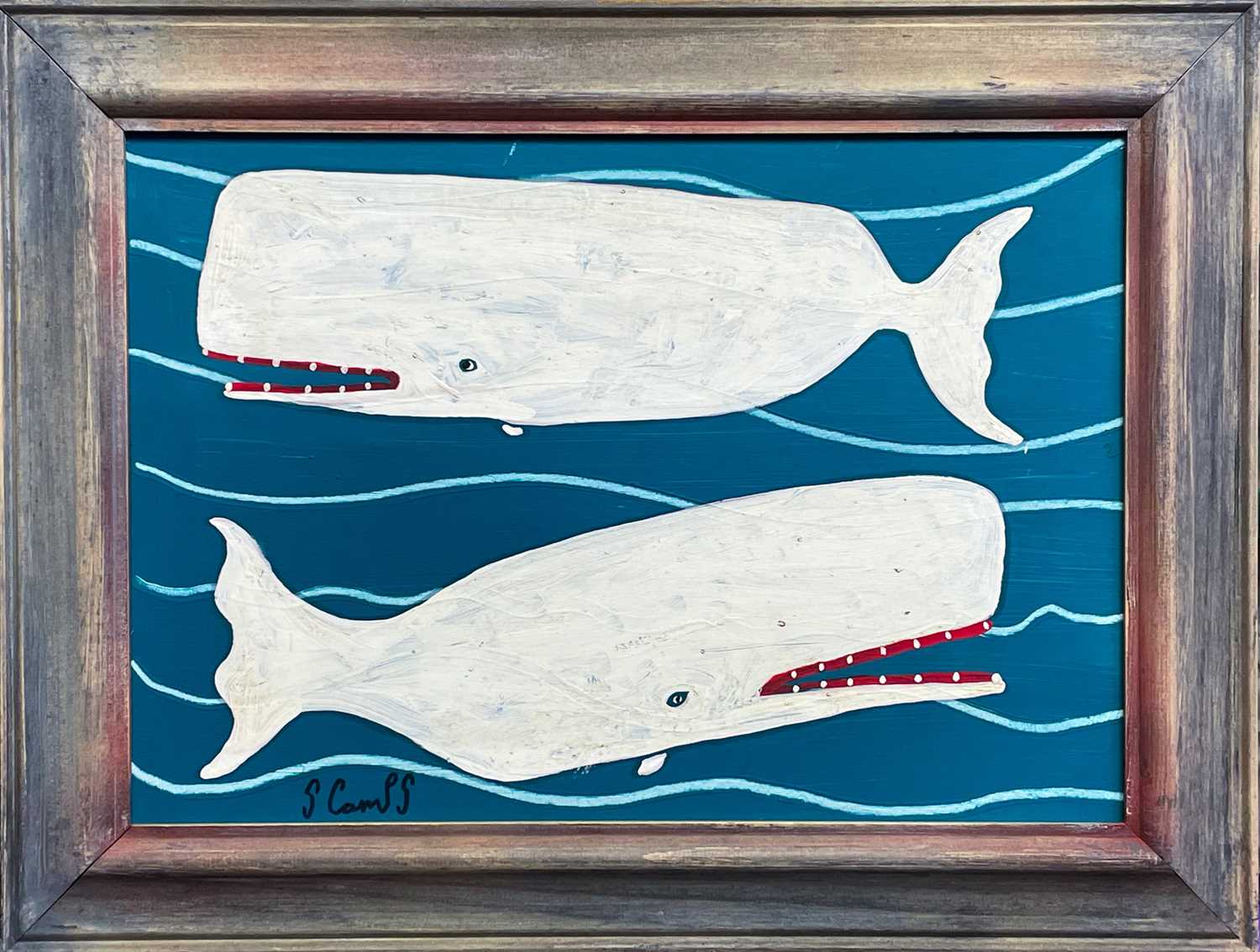 Stephen CAMPS aka Scamps (Cornish Naïve School, 1957) Two White Whales - Image 2 of 3