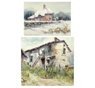 Chris HOLLICK (1946) Old Buildings, South West France and First Snow, Dorset Cottage Fulworth