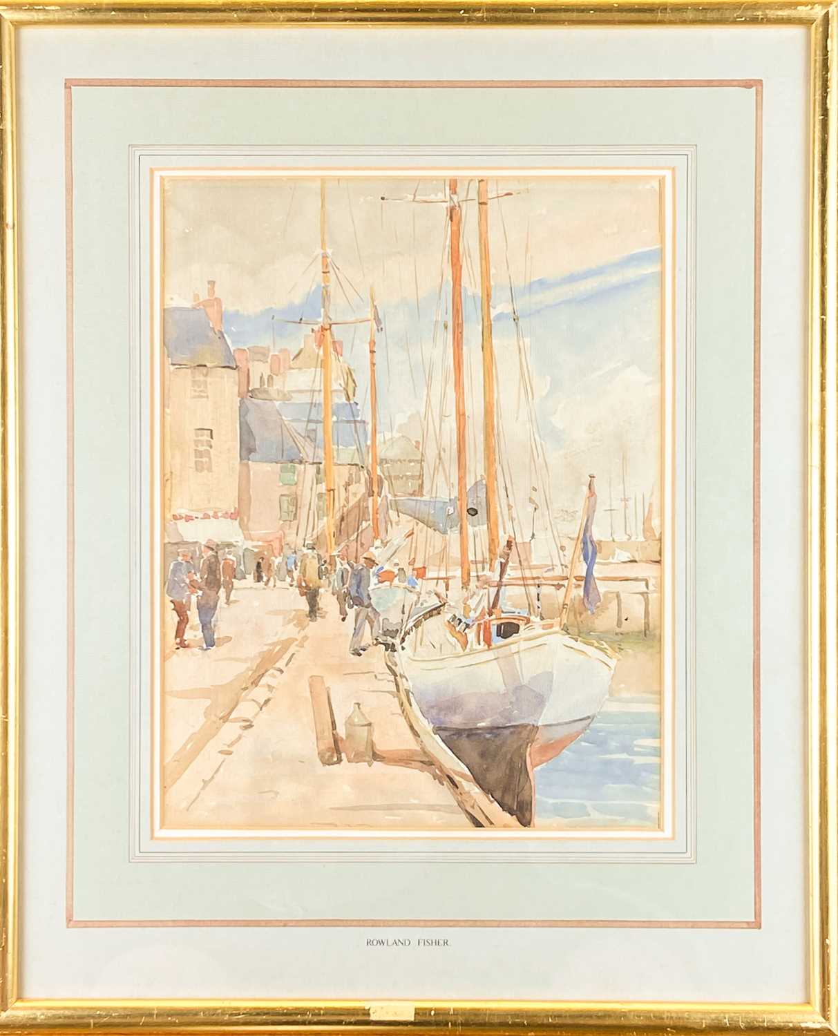 Rowland FISHER (1885-1969) Sailboat admired by passers-by - Image 2 of 3