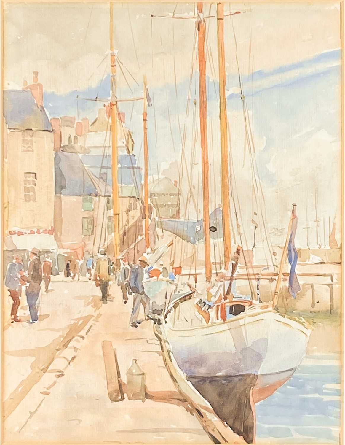 Rowland FISHER (1885-1969) Sailboat admired by passers-by