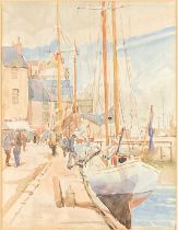 Rowland FISHER (1885-1969) Sailboat admired by passers-by