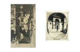 David Young CAMERON (1865-1945) Two etchings - Amboise & Newgate
