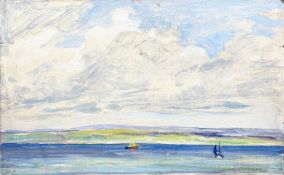 Leonard John FULLER (1891-1973) A Windsurfer And Boat On Calm Waters