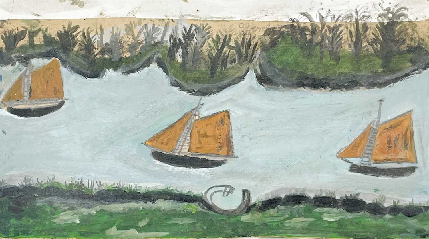 Manner of Alfred WALLIS Two naive oils on card - Image 4 of 5