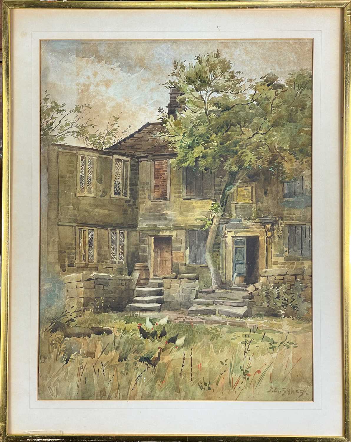 John Gutteridge SYKES (1866-1941) Poultry before a stone-built house - Image 2 of 3