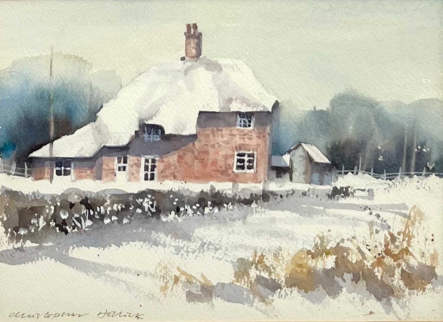 Chris HOLLICK (1946) Old Buildings, South West France and First Snow, Dorset Cottage Fulworth - Image 5 of 7