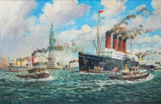Richard WOOD (1950) RMS Mauretania Leaving New York