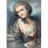 A 19th Century portrait overpainted using pastel