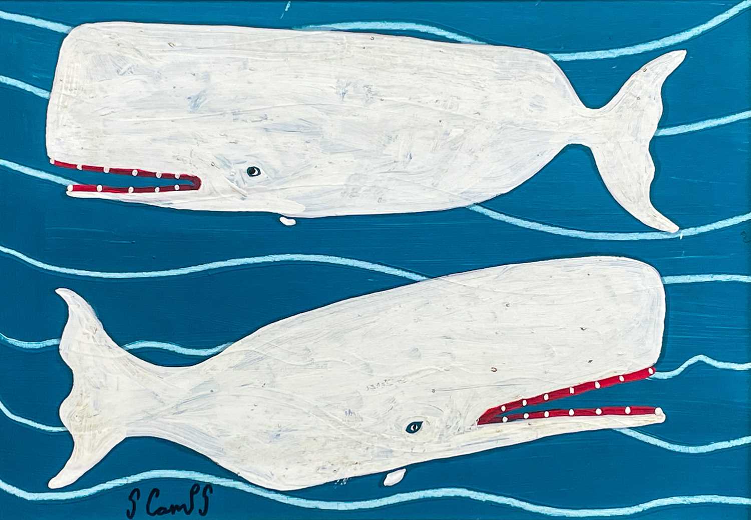 Stephen CAMPS aka Scamps (Cornish Naïve School, 1957) Two White Whales