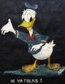 MId-Century oil on paper of Donald Duck
